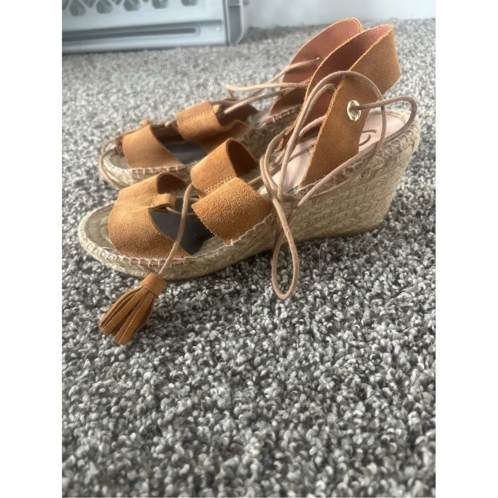 Kanna Spain Tan Suede Lace-Up Espadrille Wedges | EU 37 / US 6.5–7 | BohoSandals